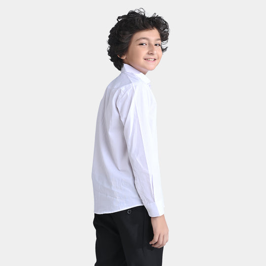 Boys Cotton Poplin Formal Shirt-White