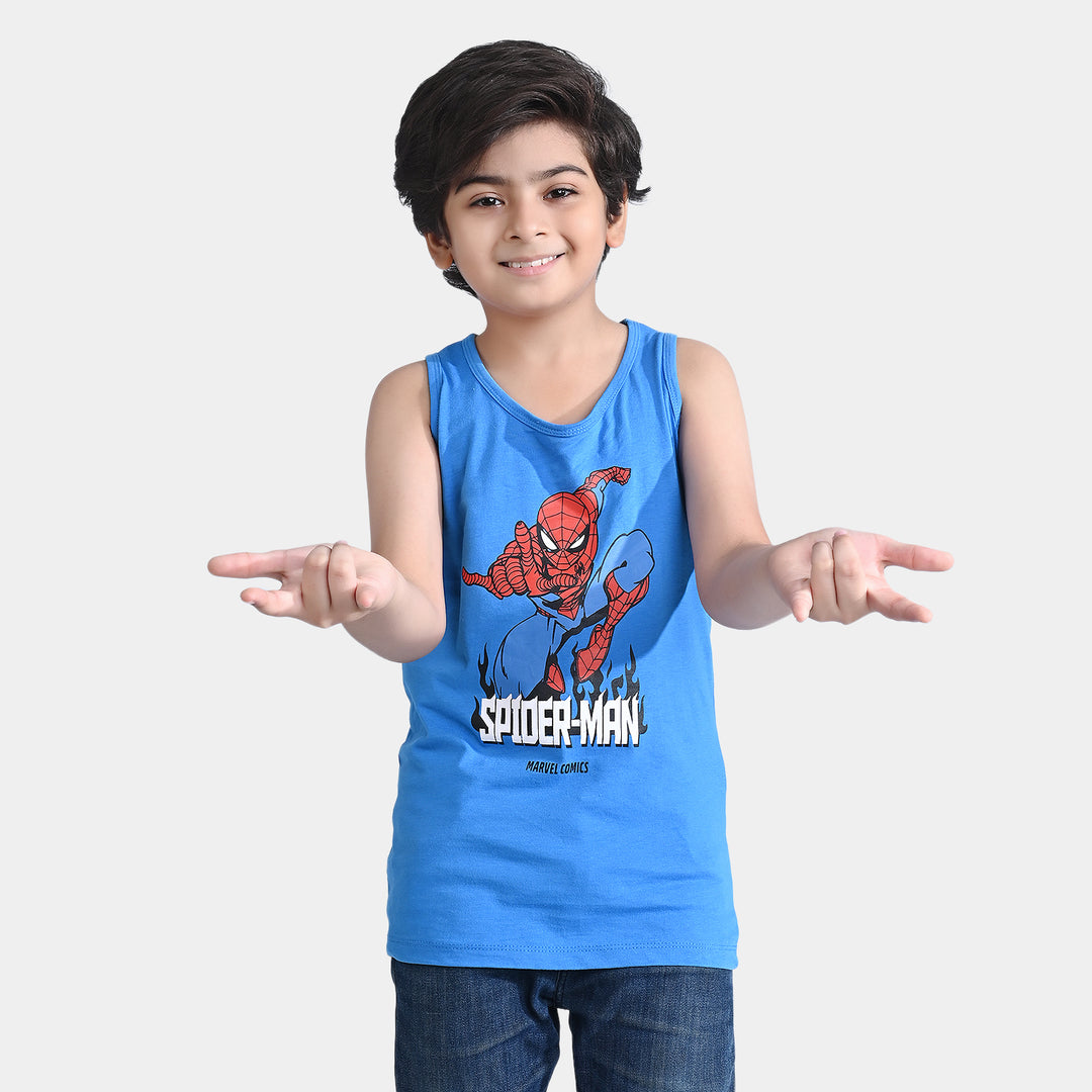 Boys Cotton Jersey Sando Character-B.Blue