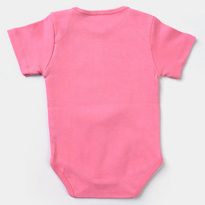 Infant Unisex Cotton Interlock Basic Romper - Pink