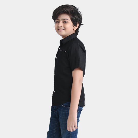 Boys Oxford Casual Shirt-BLACK