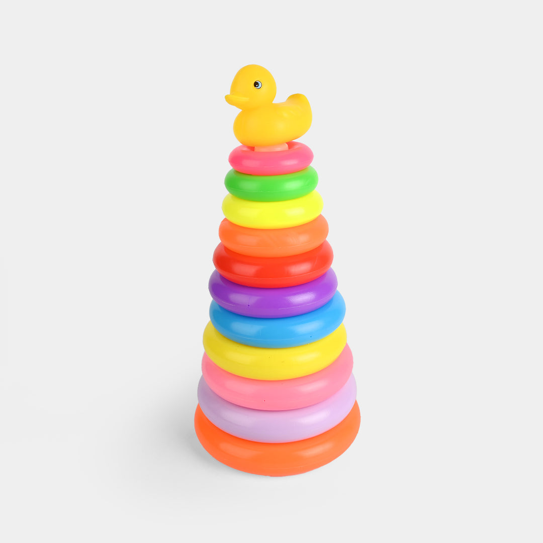 Rainbow Stacking Rings Tower Toy Duck Topper