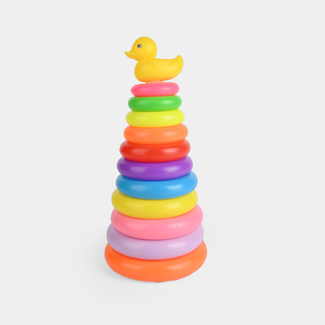 Rainbow Stacking Rings Tower Toy Duck Topper