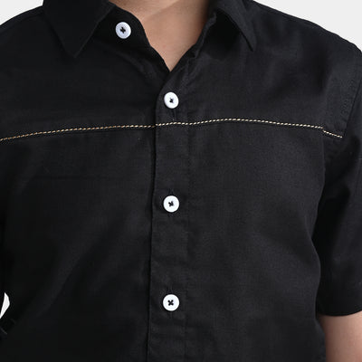 Boys Oxford Casual Shirt-BLACK