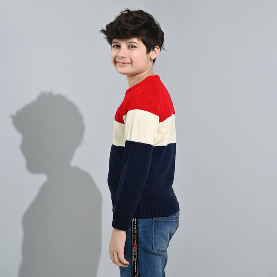 Boys Acrylic Sweater-Electric - Multi