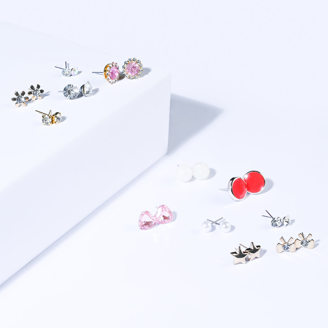 12 Pairs Charming Ears Studs/Tops For Girls