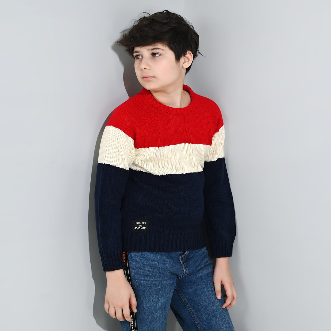 Boys Acrylic Sweater-Electric - Multi