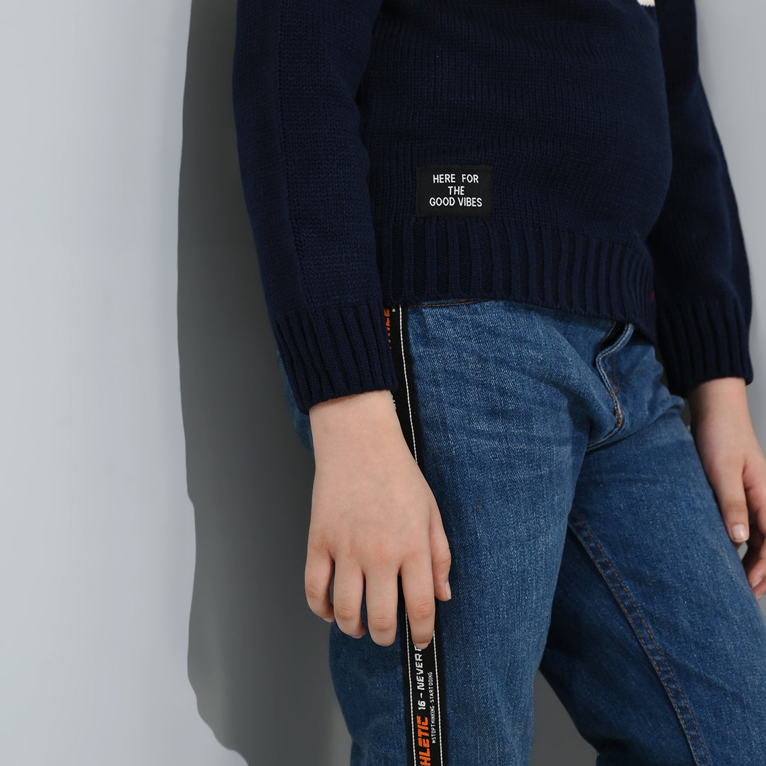 Boys Acrylic Sweater-Electric - Multi