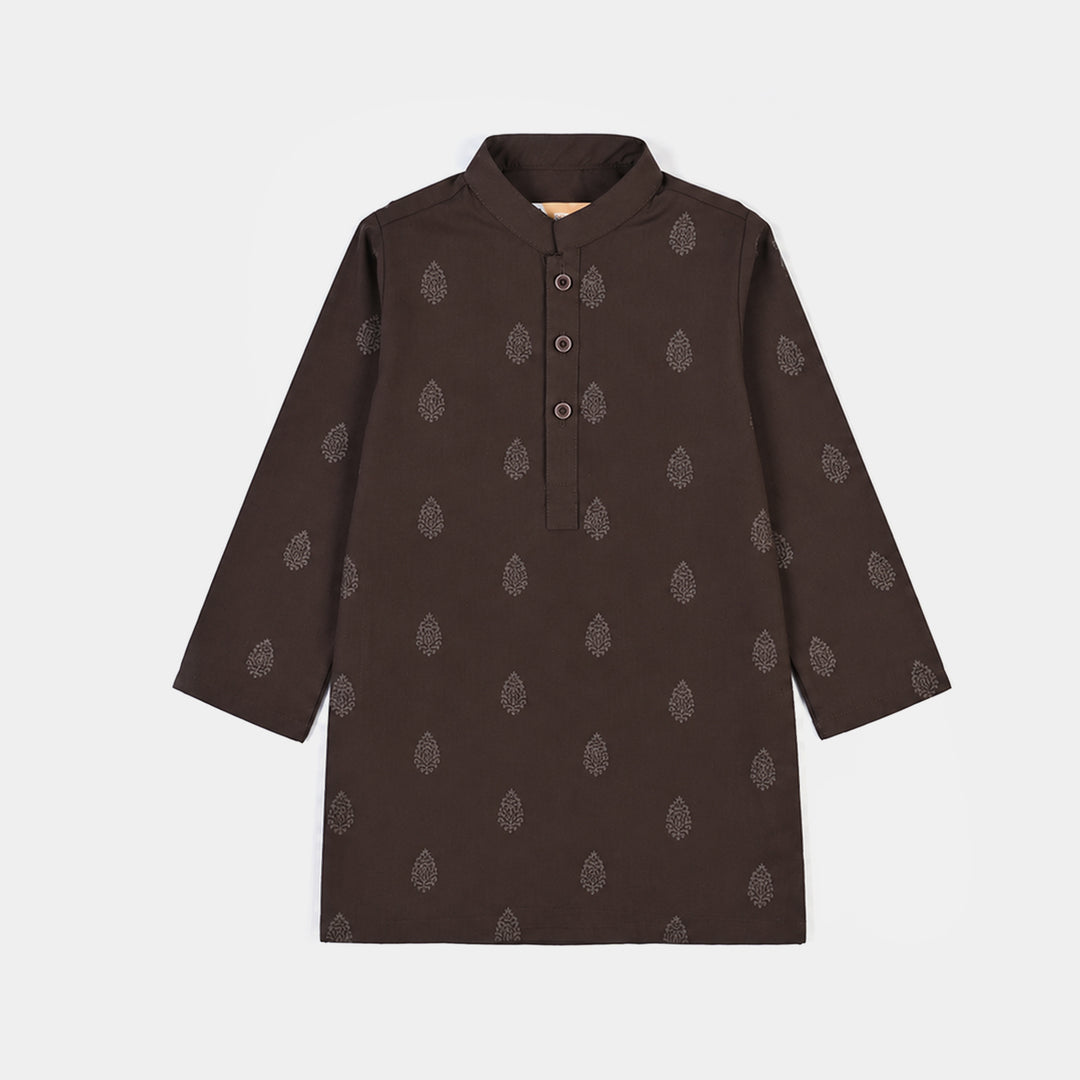 Boys Poly Viscose 2Piece Suit (Ornate/2)-Brown-2