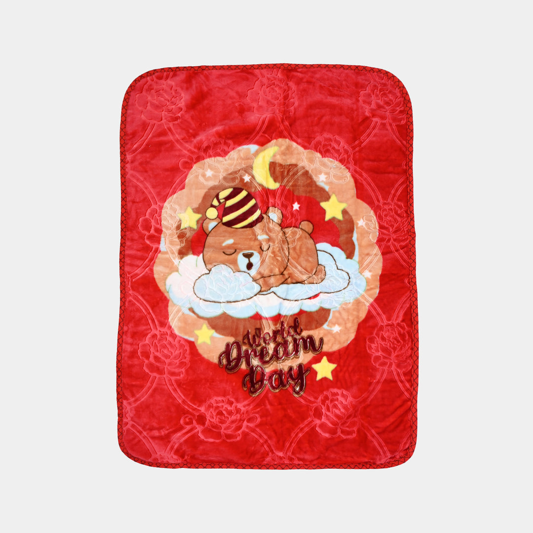 Sleepy Bear Red Cot Blanket 80x110