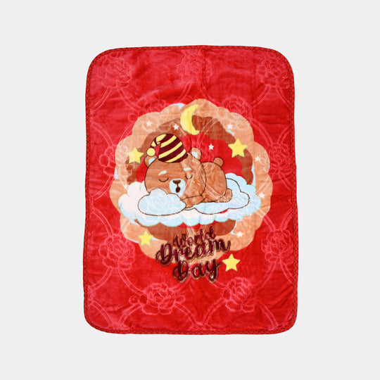 Sleepy Bear Red Cot Blanket 80x110