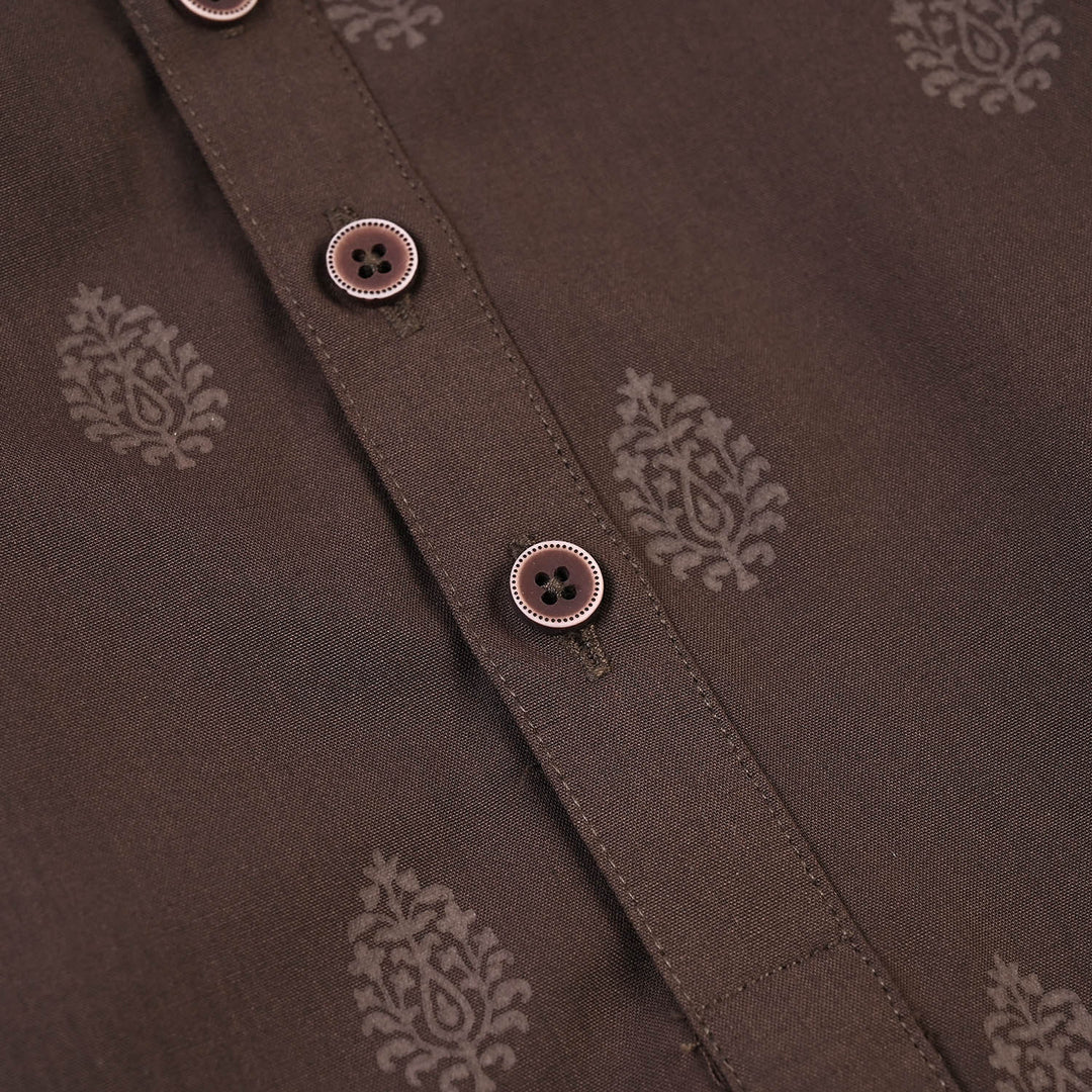 Boys Poly Viscose 2Piece Suit (Ornate/2)-Brown-2
