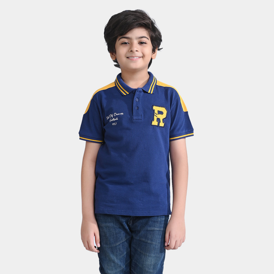 Boys Cotton PK Polo Just City Champs-Navy Poeny