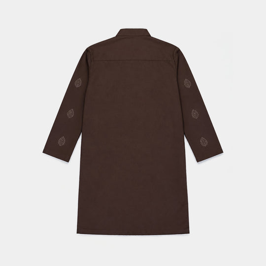 Boys Poly Viscose 2Piece Suit (Ornate/2)-Brown-2