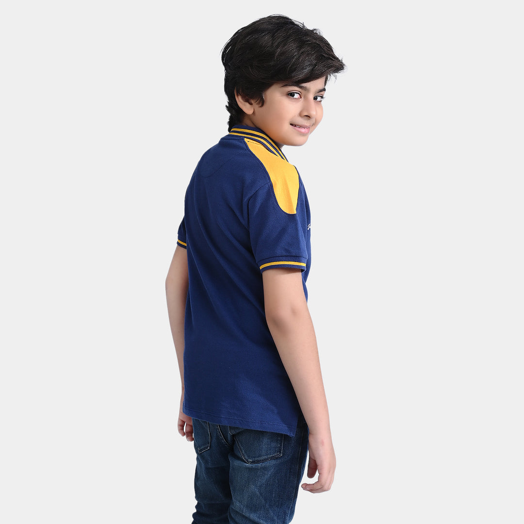 Boys Cotton PK Polo Just City Champs-Navy Poeny