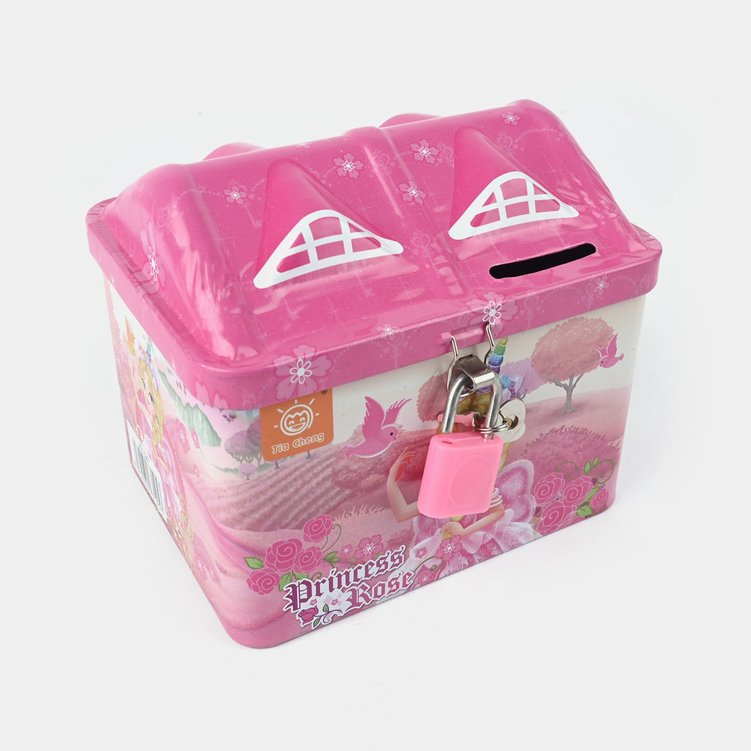 Metal Coin/Money Box with Lock for Kids