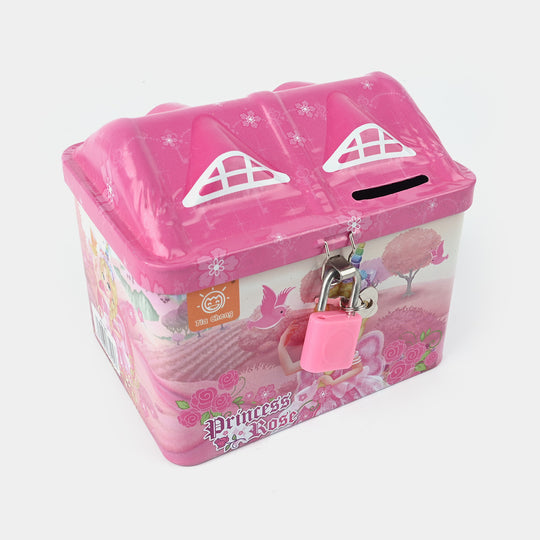 Metal Coin/Money Box with Lock for Kids