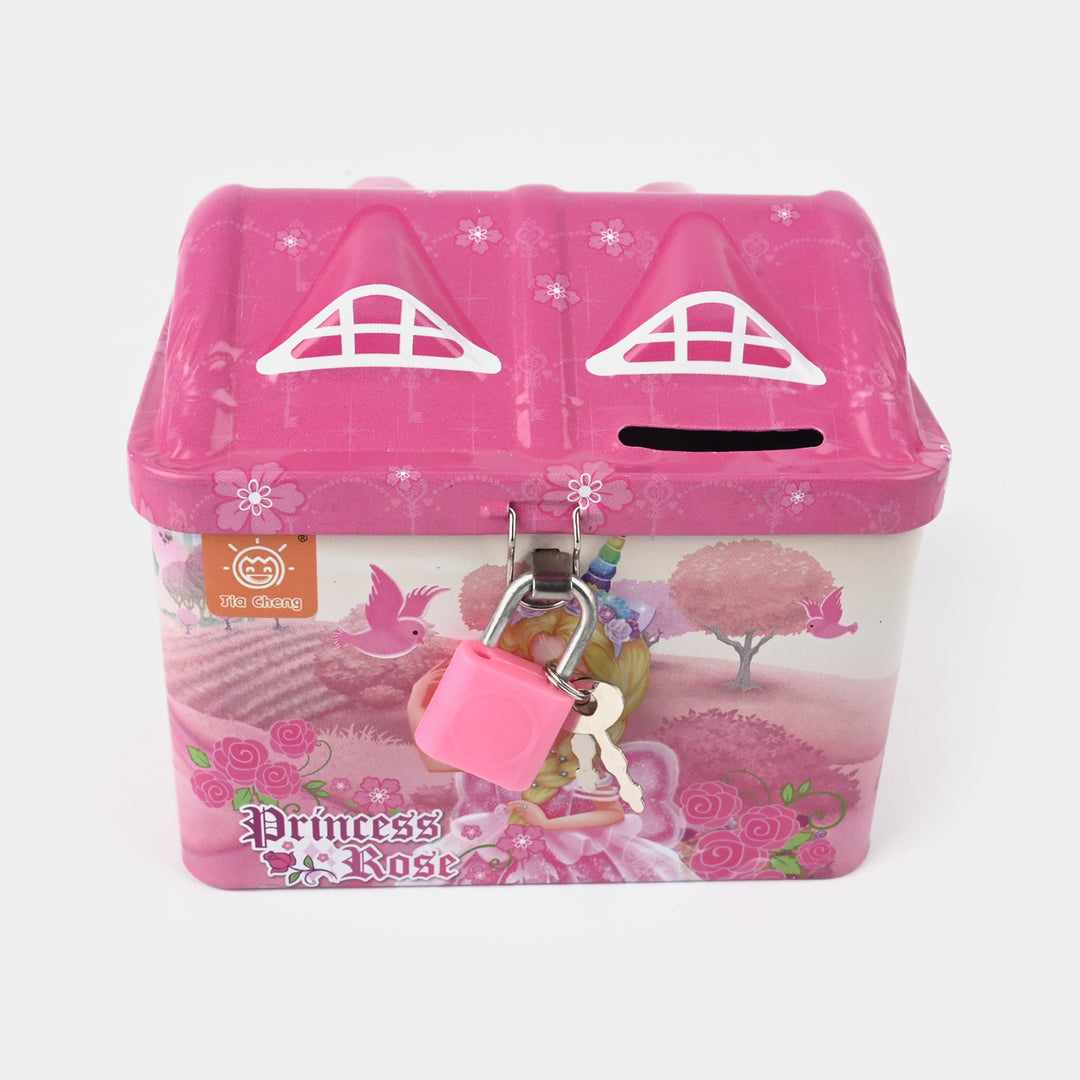 Metal Coin/Money Box with Lock for Kids