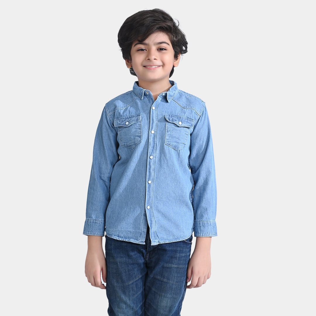 Boys Denim Shirt Pocket Styling-LT.Blue