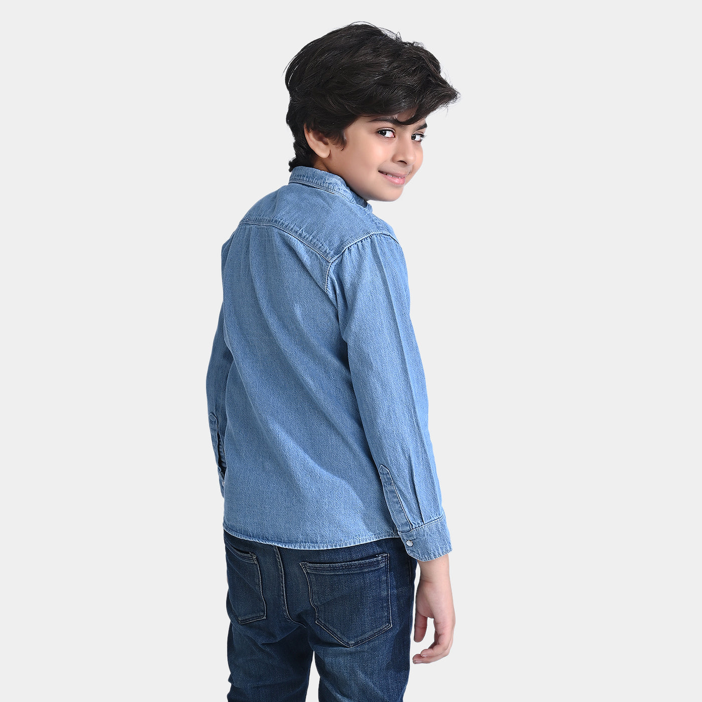 Boys Denim Shirt Pocket Styling-LT.Blue