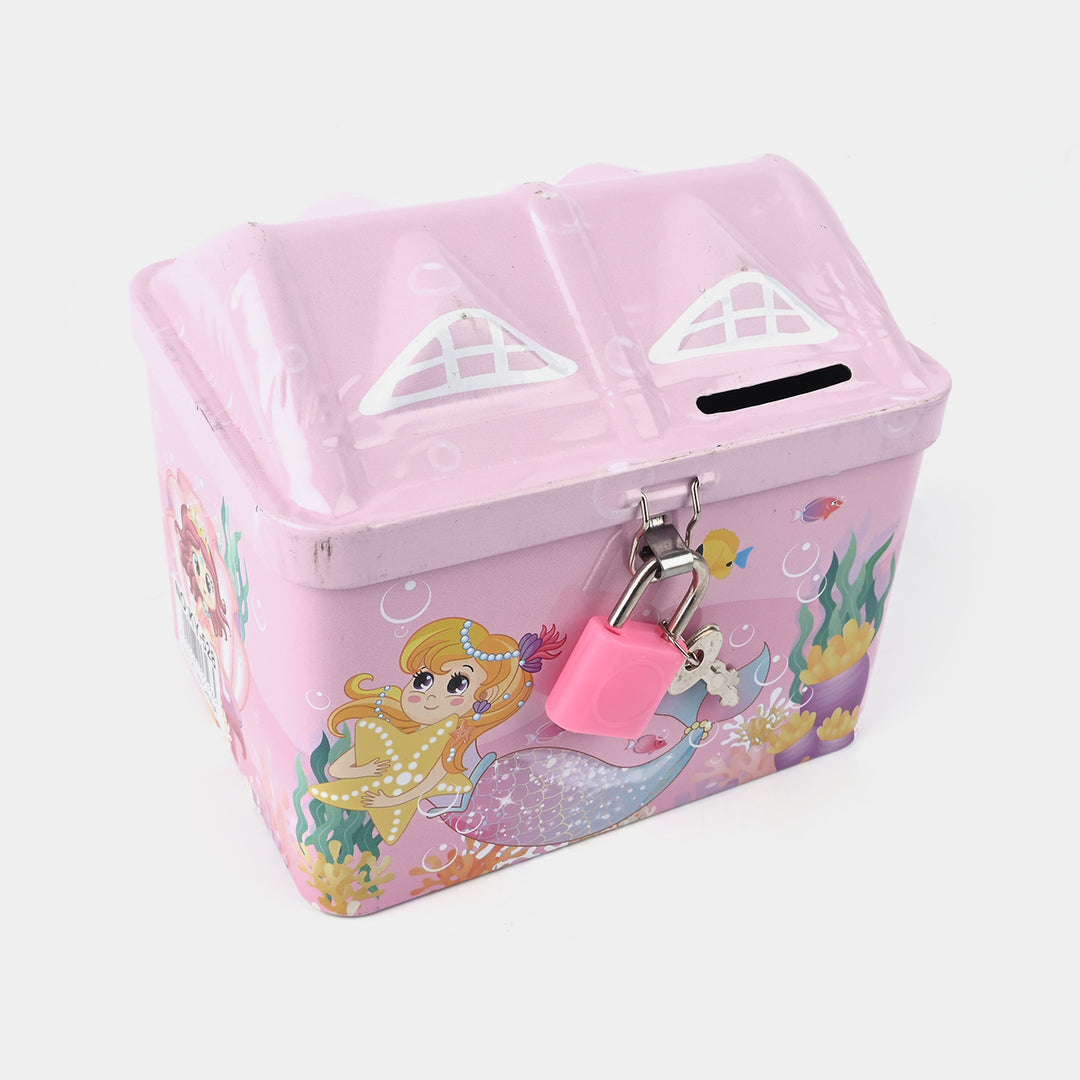 Metal Coin/Money Box with Lock for Kids