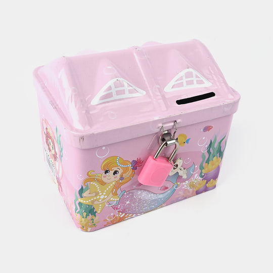 Metal Coin/Money Box with Lock for Kids