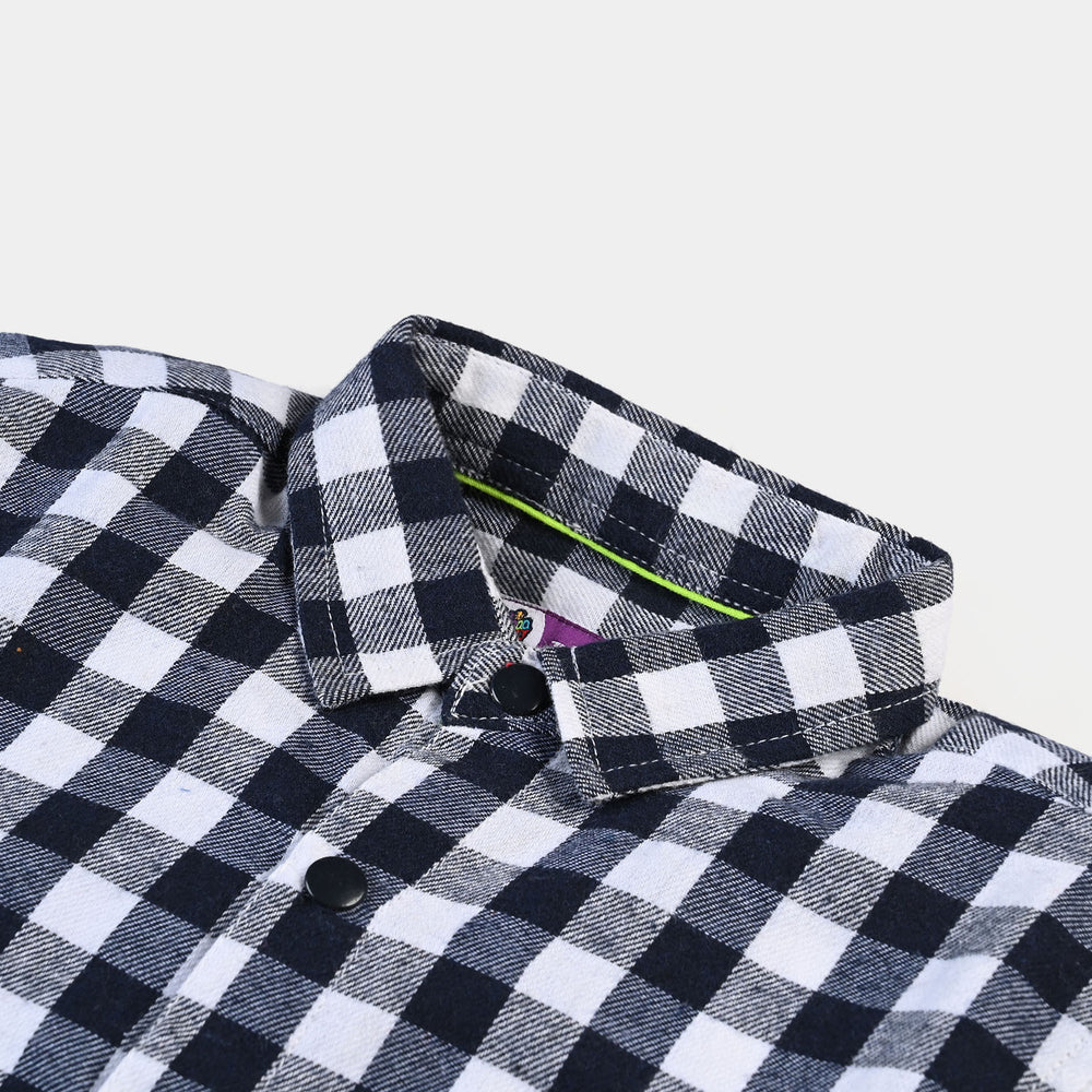 Boys Flannel Casual Shirt F/S (GO)-White