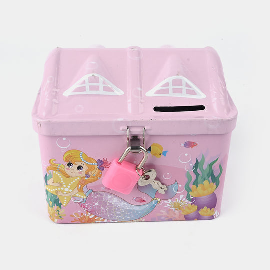 Metal Coin/Money Box with Lock for Kids