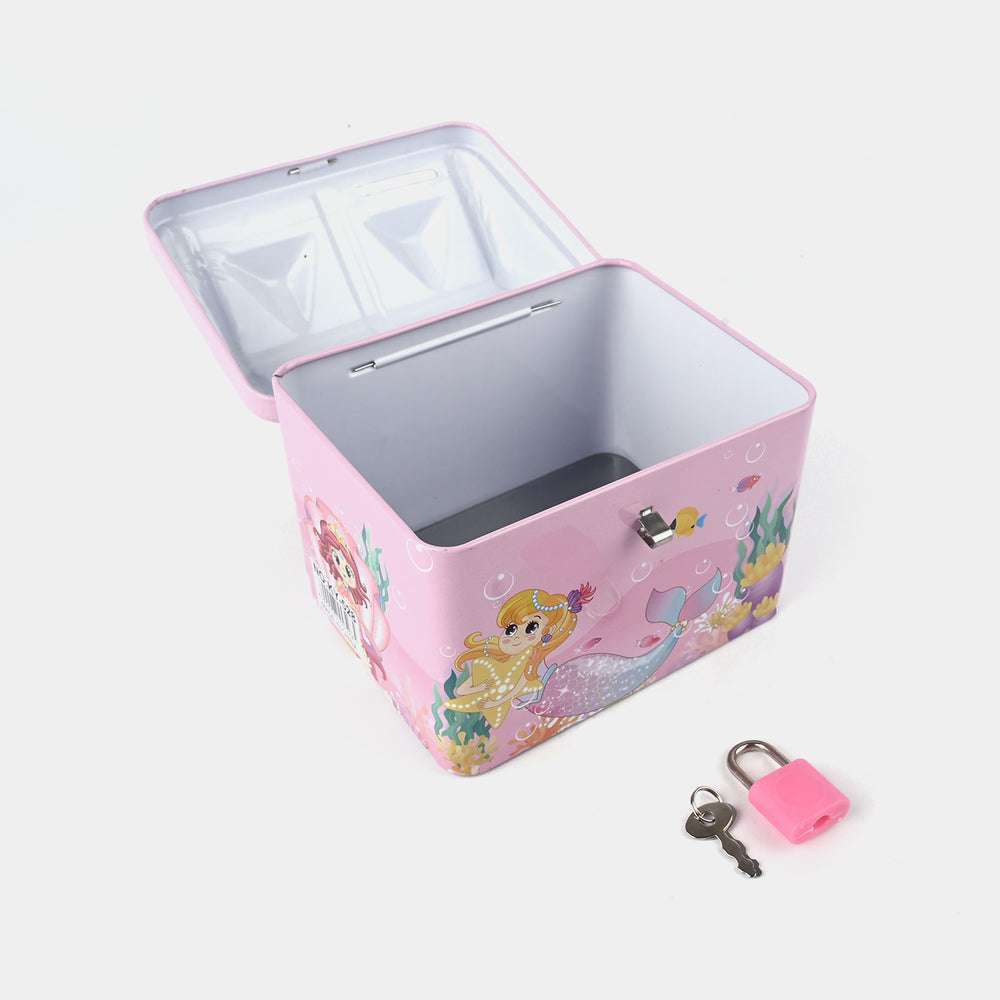 Metal Coin/Money Box with Lock for Kids