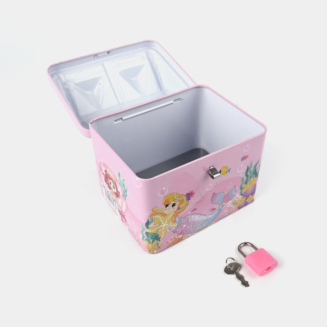 Metal Coin/Money Box with Lock for Kids