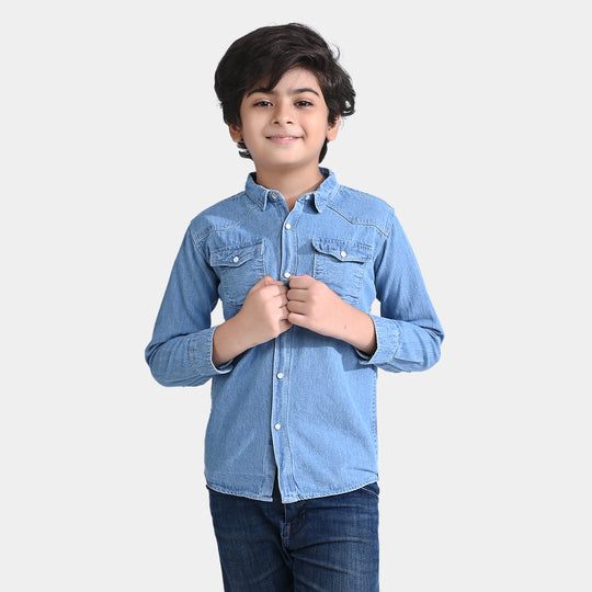 Boys Denim Shirt Pocket Styling-LT.Blue