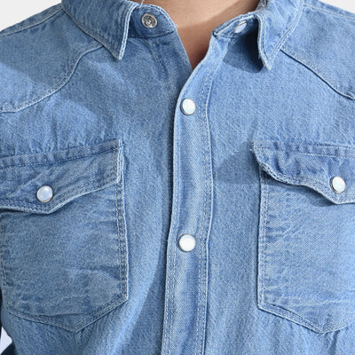 Boys Denim Shirt Pocket Styling-LT.Blue