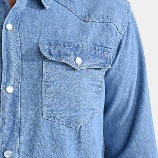 Boys Denim Shirt Pocket Styling-LT.Blue