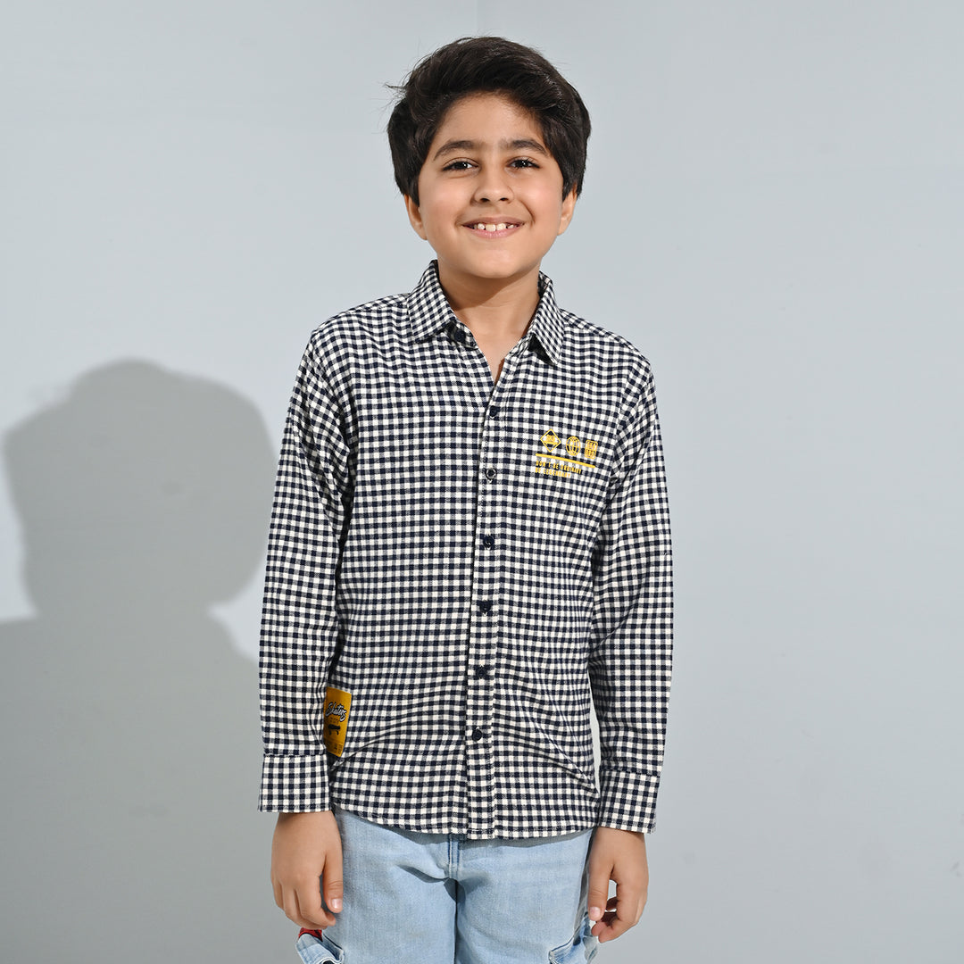 Boys Flannel Shirt (Skater) - White Check