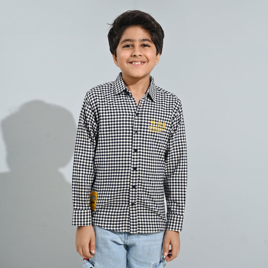 Boys Flannel Shirt (Skater) - White Check