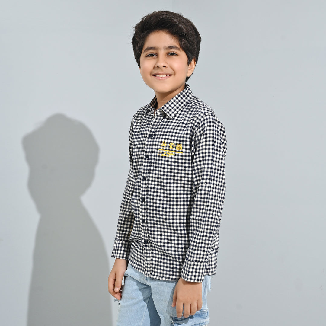 Boys Flannel Shirt (Skater) - White Check