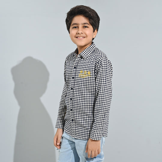Boys Flannel Shirt (Skater) - White Check