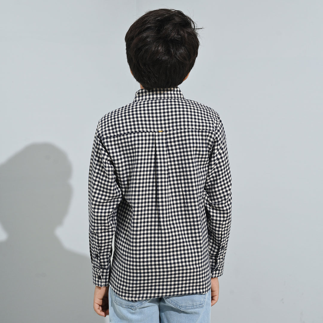 Boys Flannel Shirt (Skater) - White Check