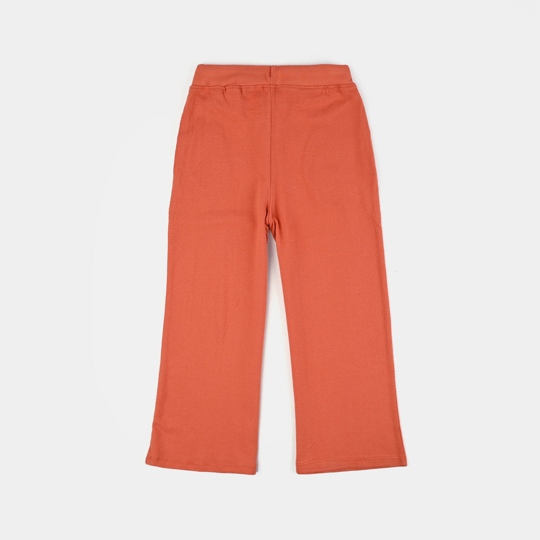 Girls Jersey/Terry 2 Piece Suit EMB Flower-Orange Rust
