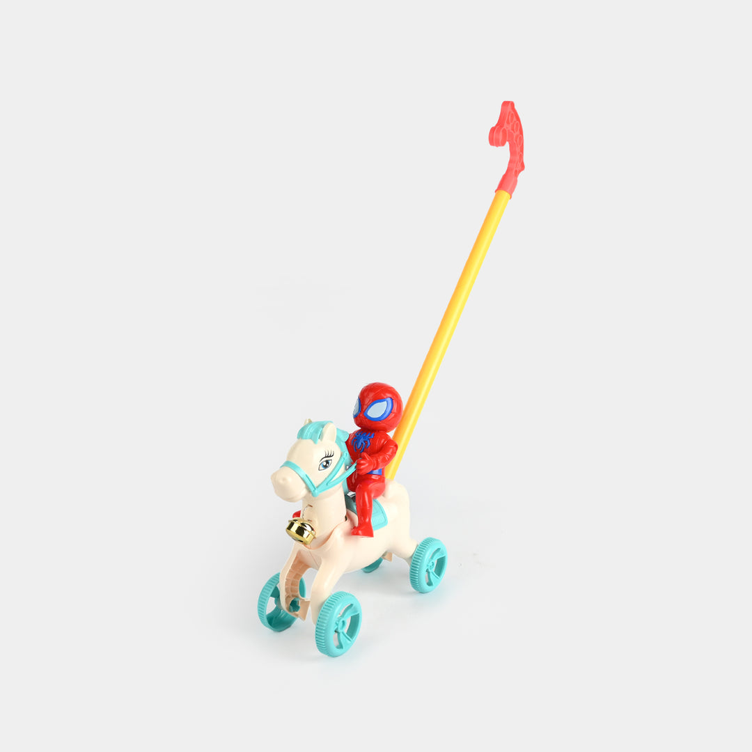 Superhero Mounted Push-Along Toy for Kids