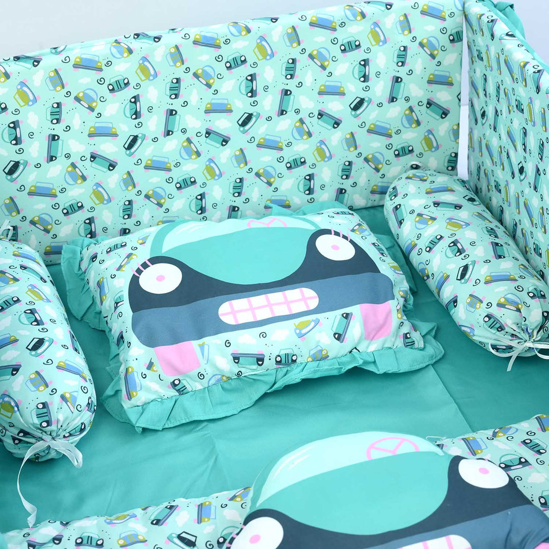 Aqua Car Cot Bedding Set