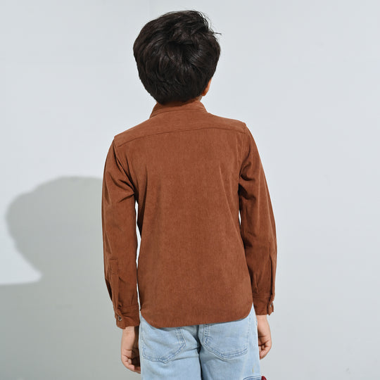 Boys Corduroy Shirt F/S (Today) - BROWN