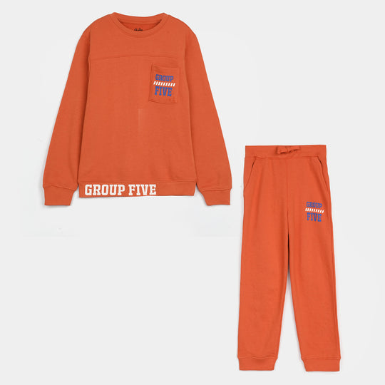 Boys Jersey/Terry 2 Piece Suit - Orange