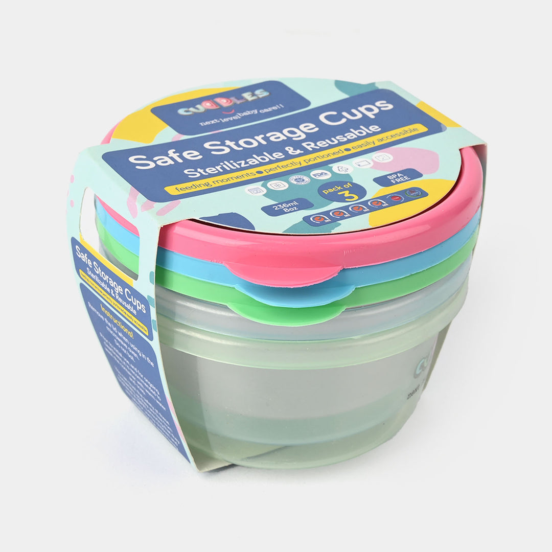 Cuddles Safe Storage Cups Large 3Pcs/8oz | 236ml