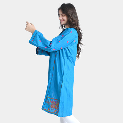 Teen Girls Jacquard EMB Kurti Elephant-Teal