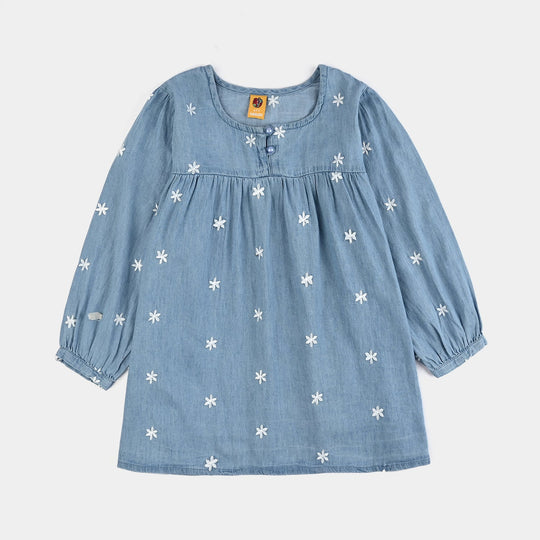Girls Tencel Denim (Light Denim) Emb Top Daisy-LT.Blue