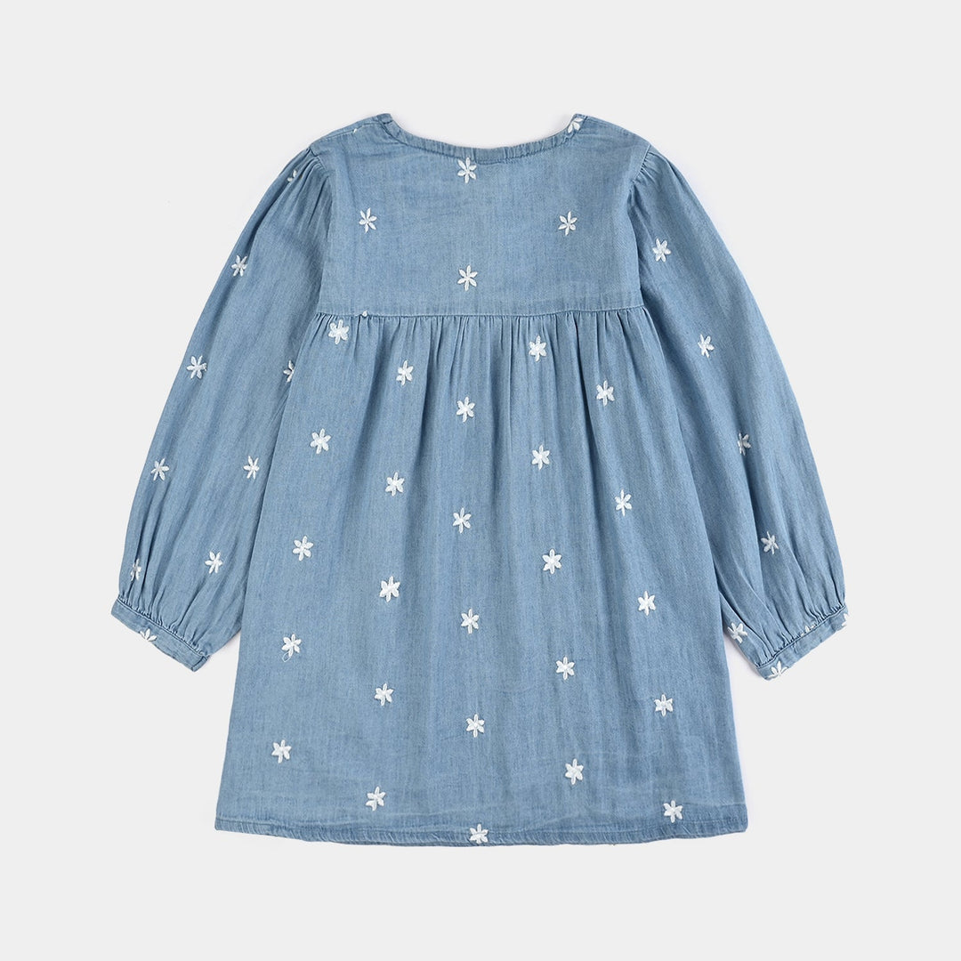 Girls Tencel Denim (Light Denim) Emb Top Daisy-LT.Blue