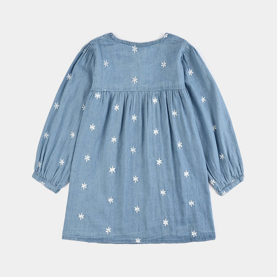 Girls Tencel Denim (Light Denim) Emb Top Daisy-LT.Blue