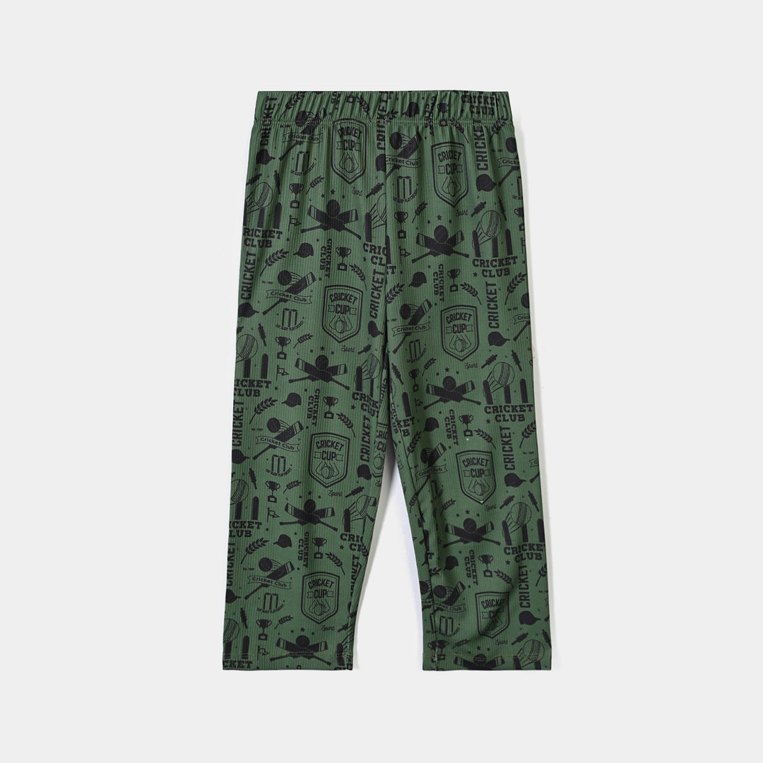 Boys Poly Cotton Jersey Night Suit Cricket Club-Green