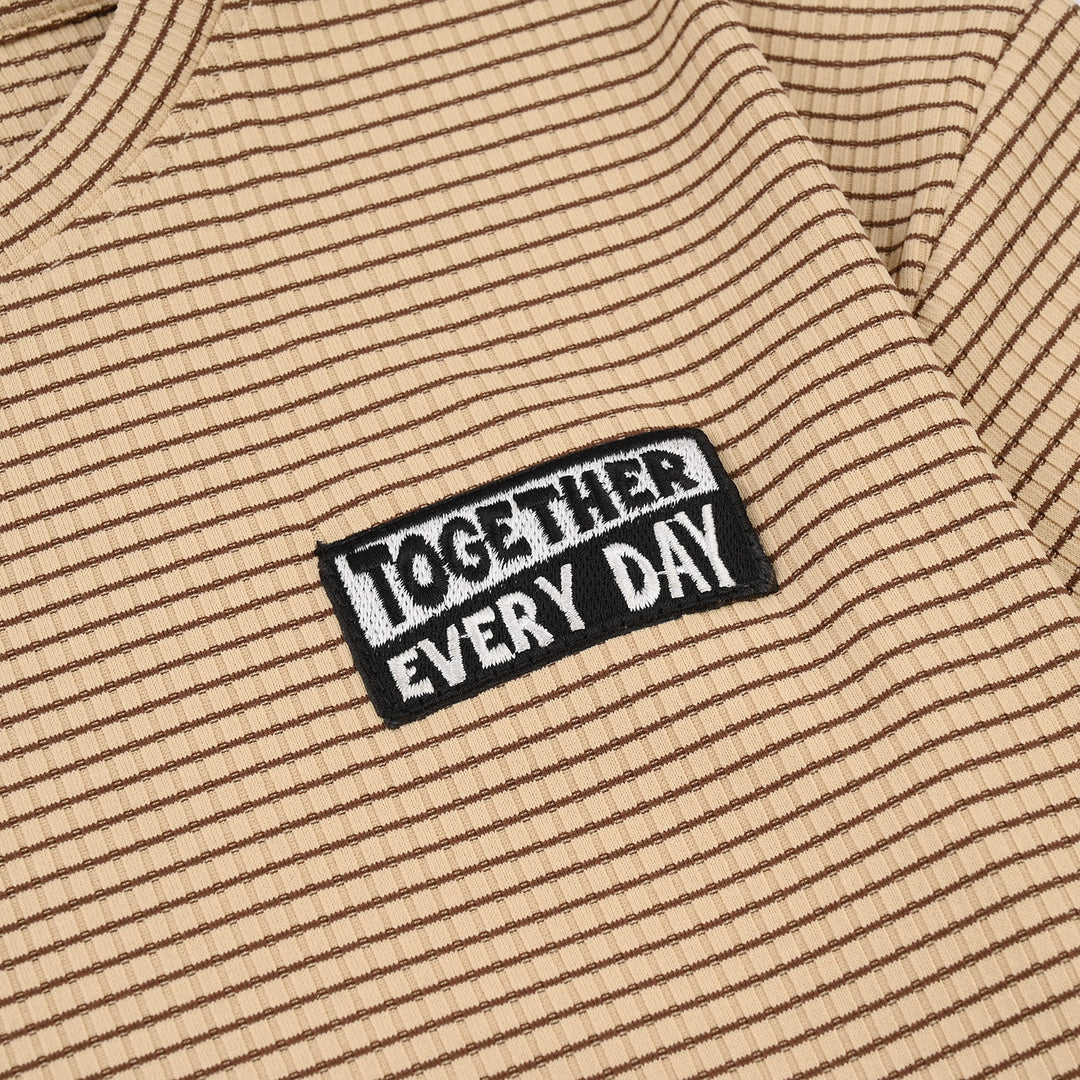 Boys 2x1 Rib Striped T-Shirt – Brown
