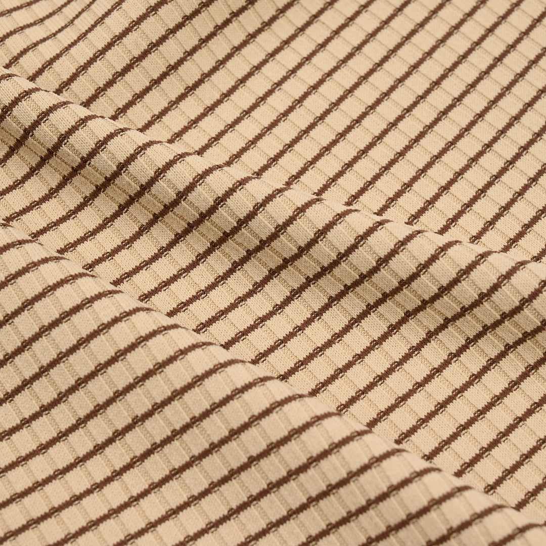 Boys 2x1 Rib Striped T-Shirt – Brown